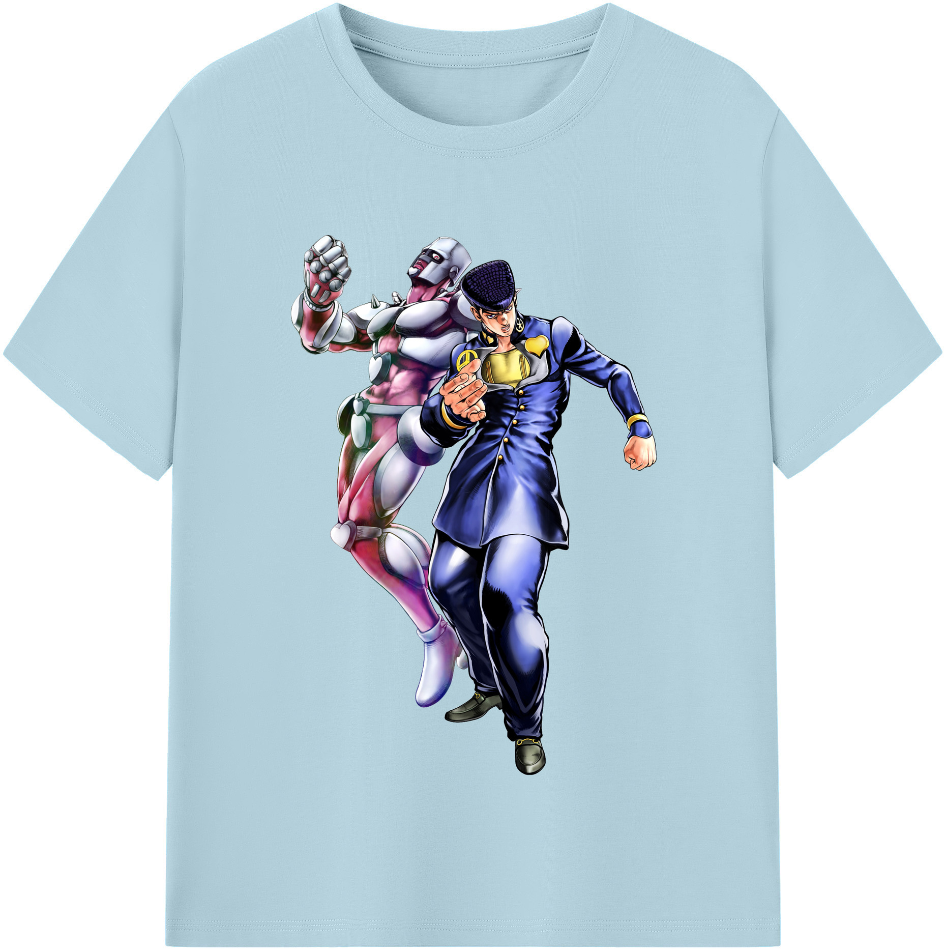 （画像用） ジョジョの奇妙な冒険 ひがしかた じょうすけ JoJo's Bizarre Adventure Higashikata Josuke 綿100％半袖Tシャツ（フロントプリント）